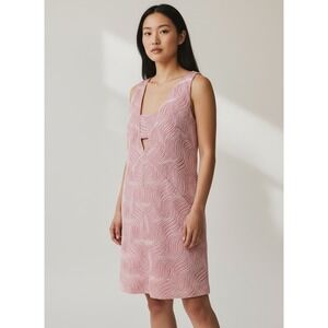 ARRANGE Wave Textured Plunge Mini Dress Pink V Neck Sz 8 Avant Garde Artsy